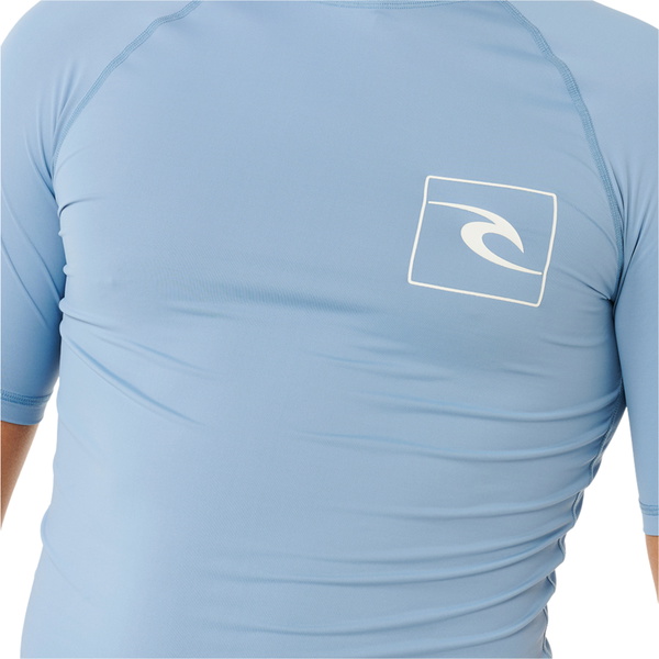 2026 Rip Curl Mens Streamline UPF Short Sleeve Rash Vest 172MRV - Faded Denim